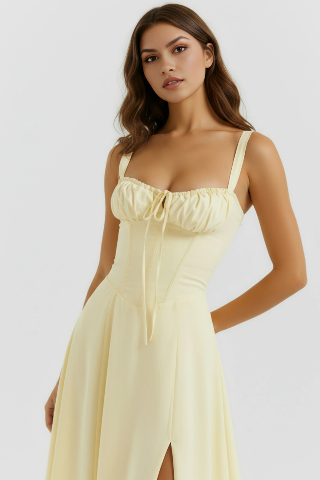 Corset Midi Dress with Side Slit Elegant Style