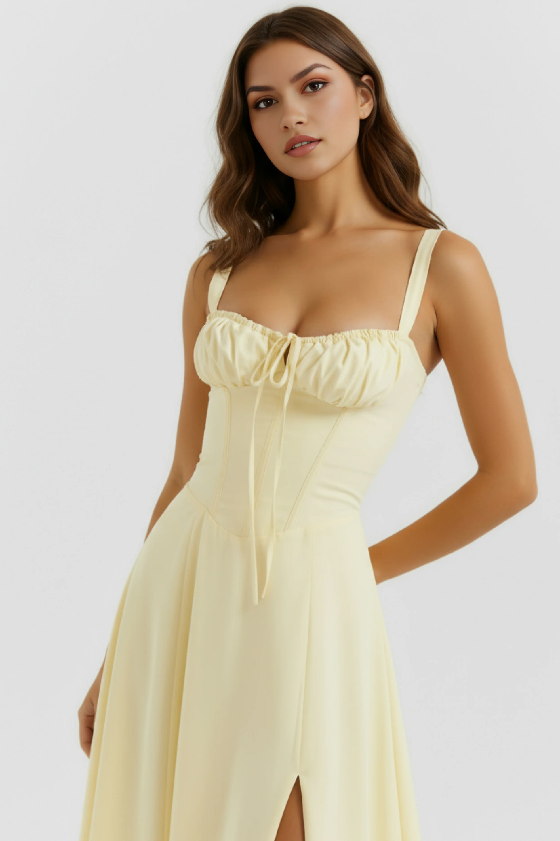 Corset Midi Dress with Side Slit Elegant Style