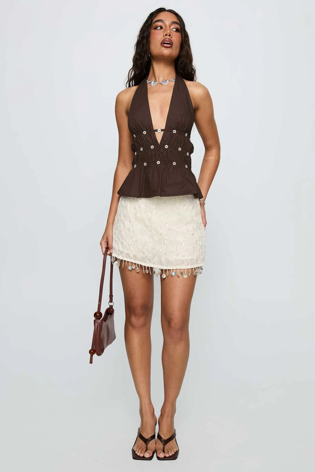 Halter Neck Crop Top Open Front Style
