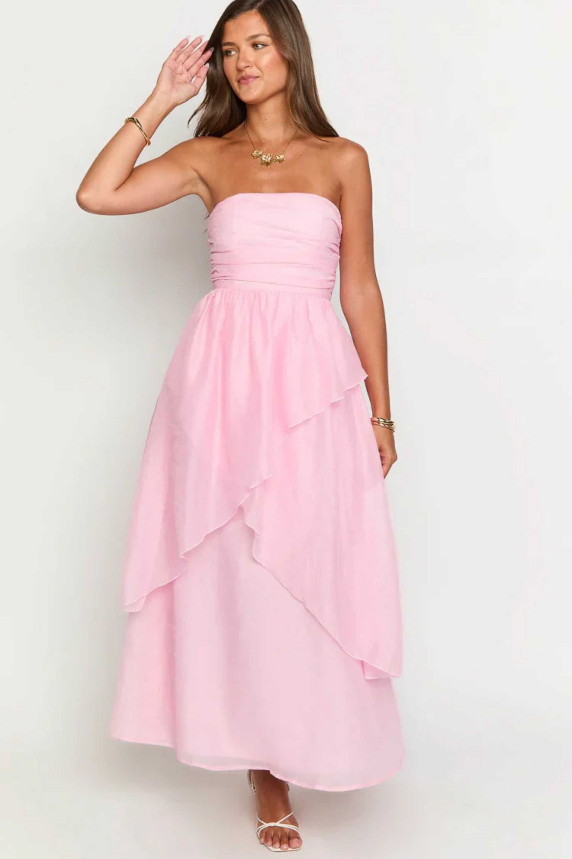 Formal Maxi Dress Strapless Flowing Style