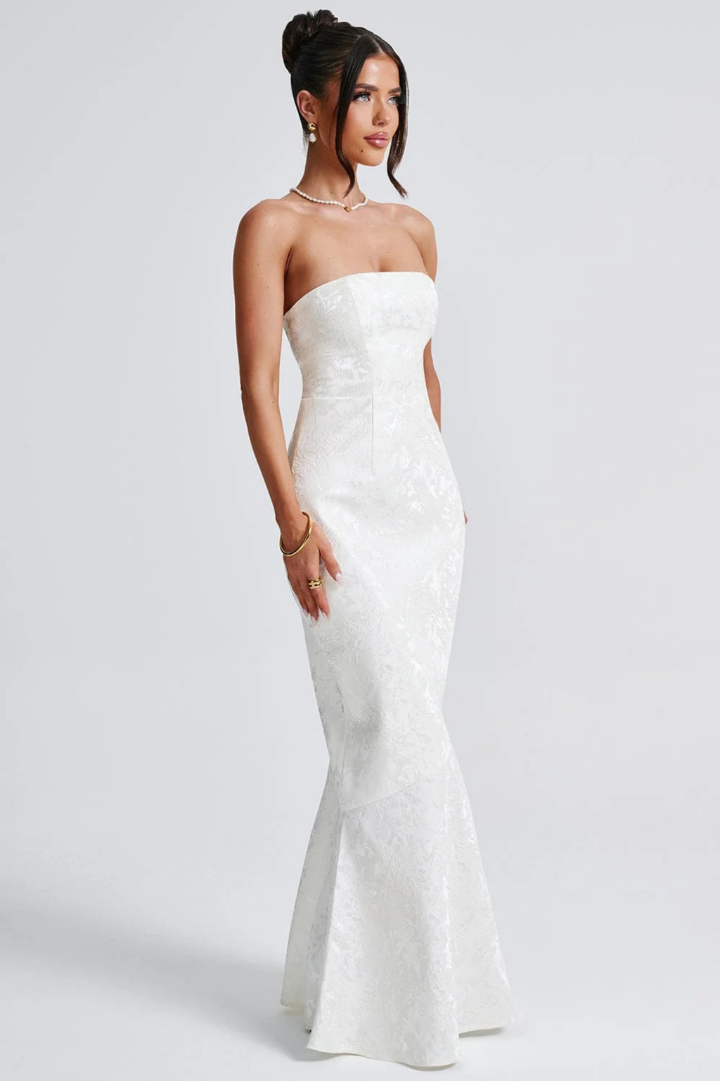 Elegant Maxi Dress Strapless Bodycon Sleek Wedding Guest Style