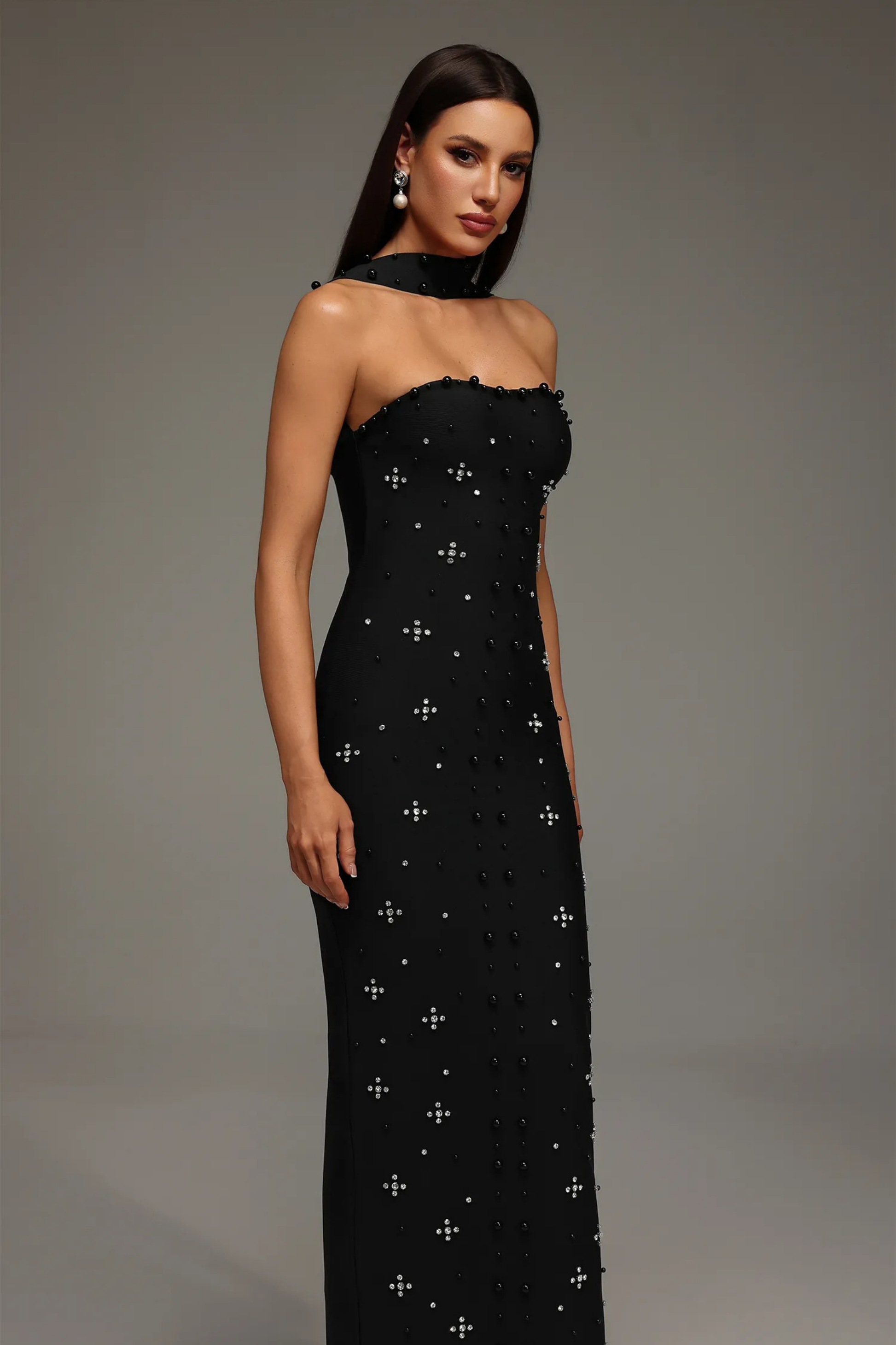 Noir Elegance Maxi Dress