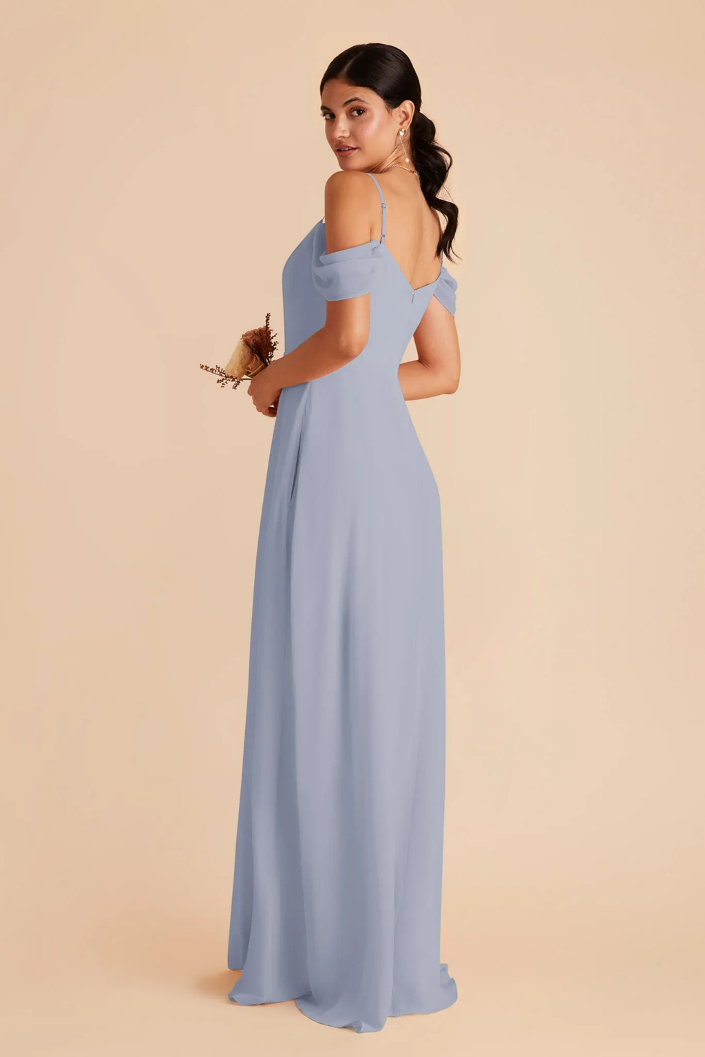 Bridesmaid Maxi Dress Cold Shoulder Style