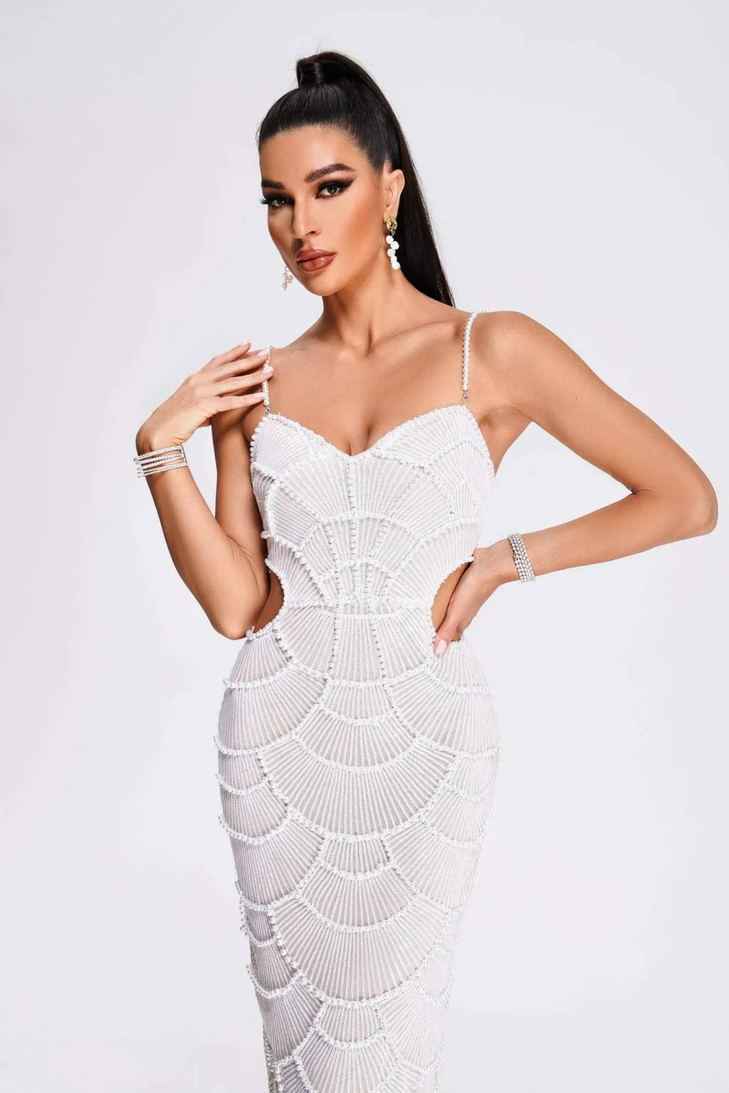 Pearl Elegance Midi Dress