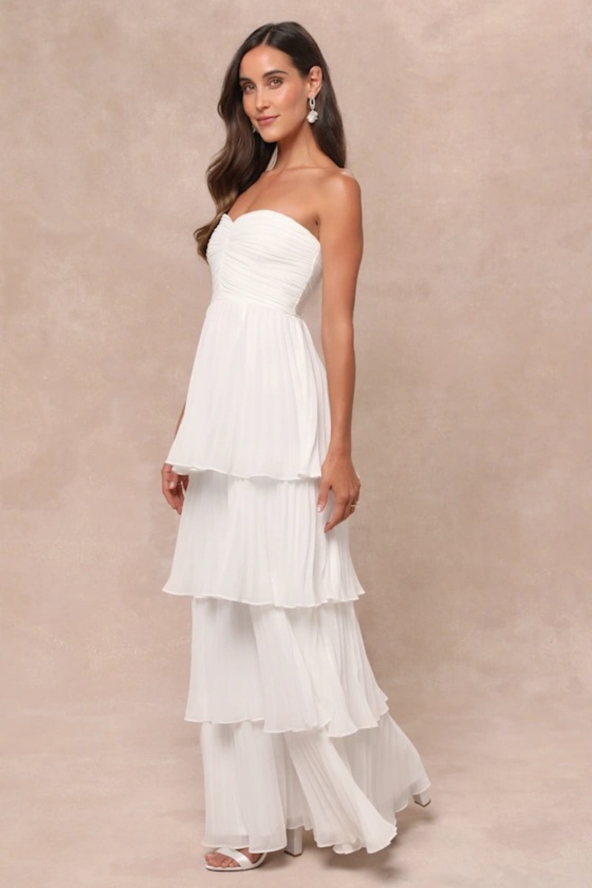 Bridesmaid Maxi Dress Strapless Tiered Style