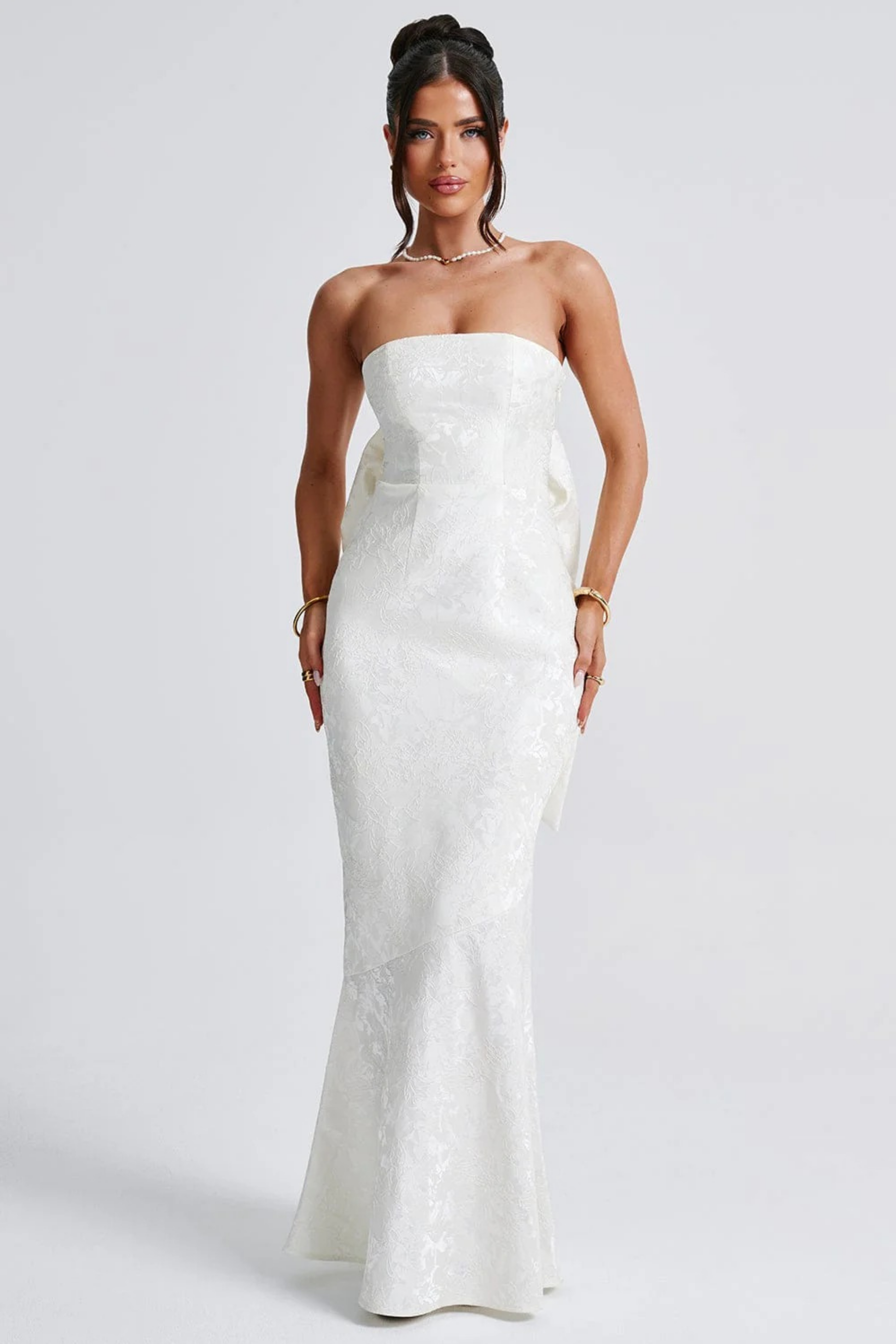 Elegant Maxi Dress Strapless Bodycon Sleek Wedding Guest Style