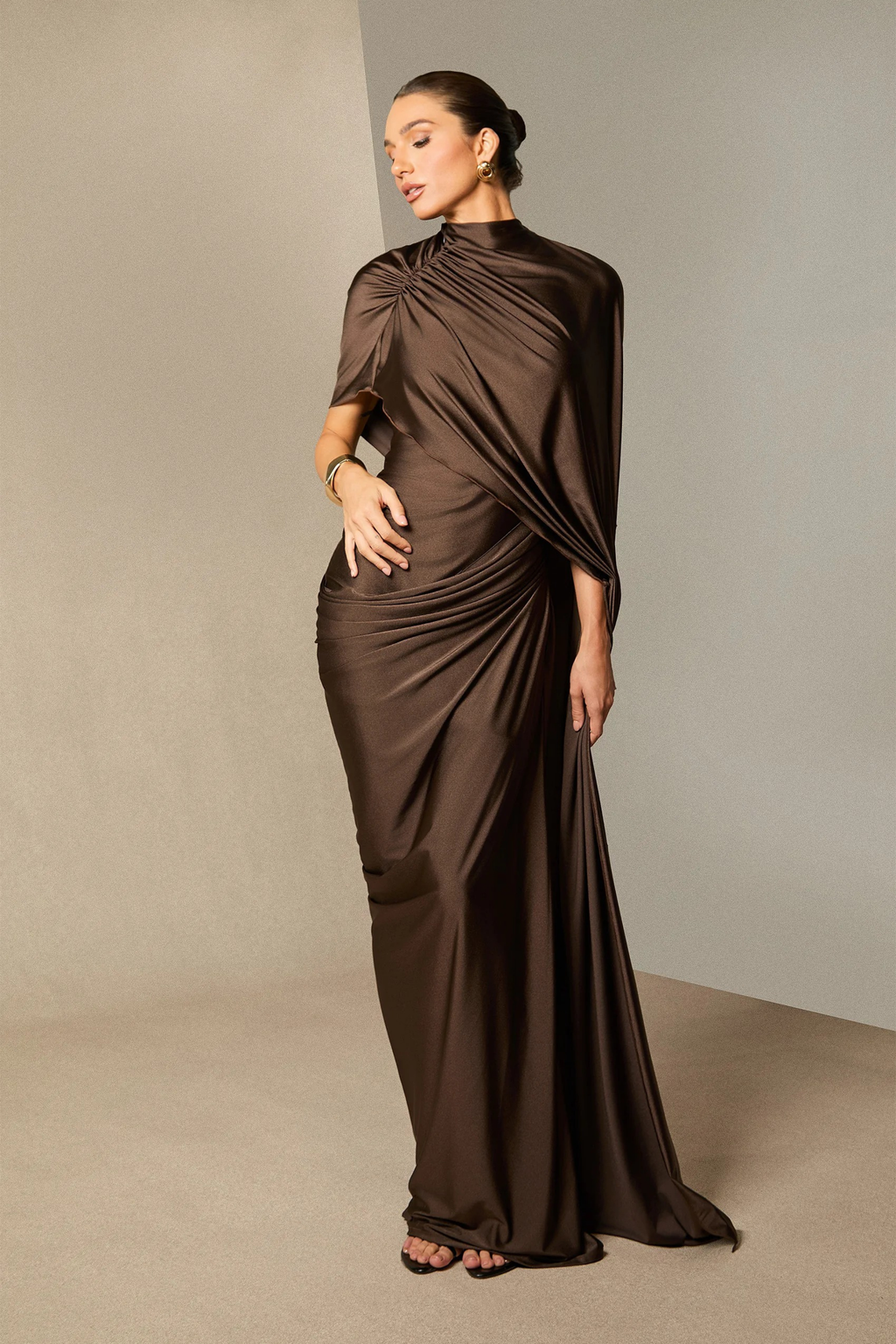 Mocha Elegance Maxi Dress