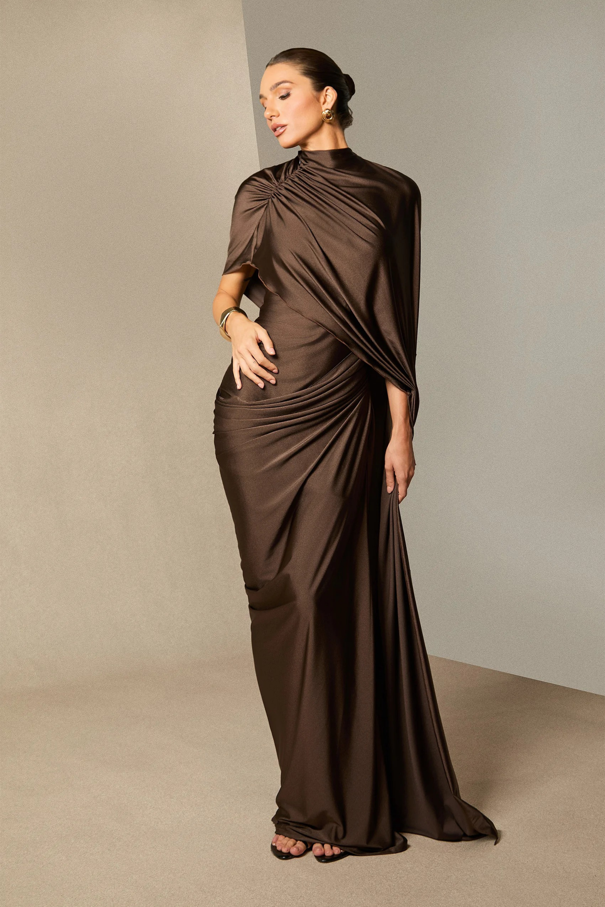 Mocha Elegance Maxi Dress