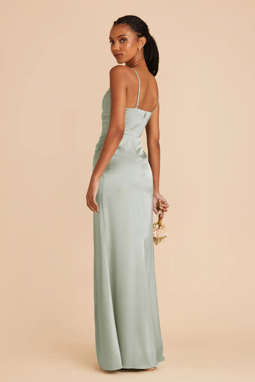 Sage Maxi Dress High Slit Elegant Style