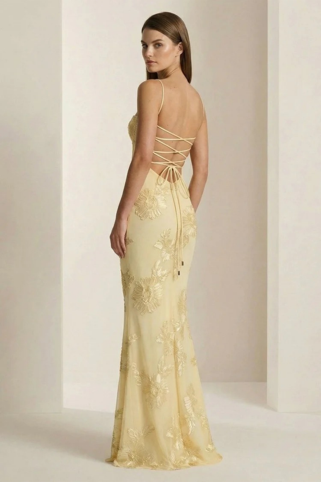 Prom Maxi Dress Lace-Up Back Elegant Style