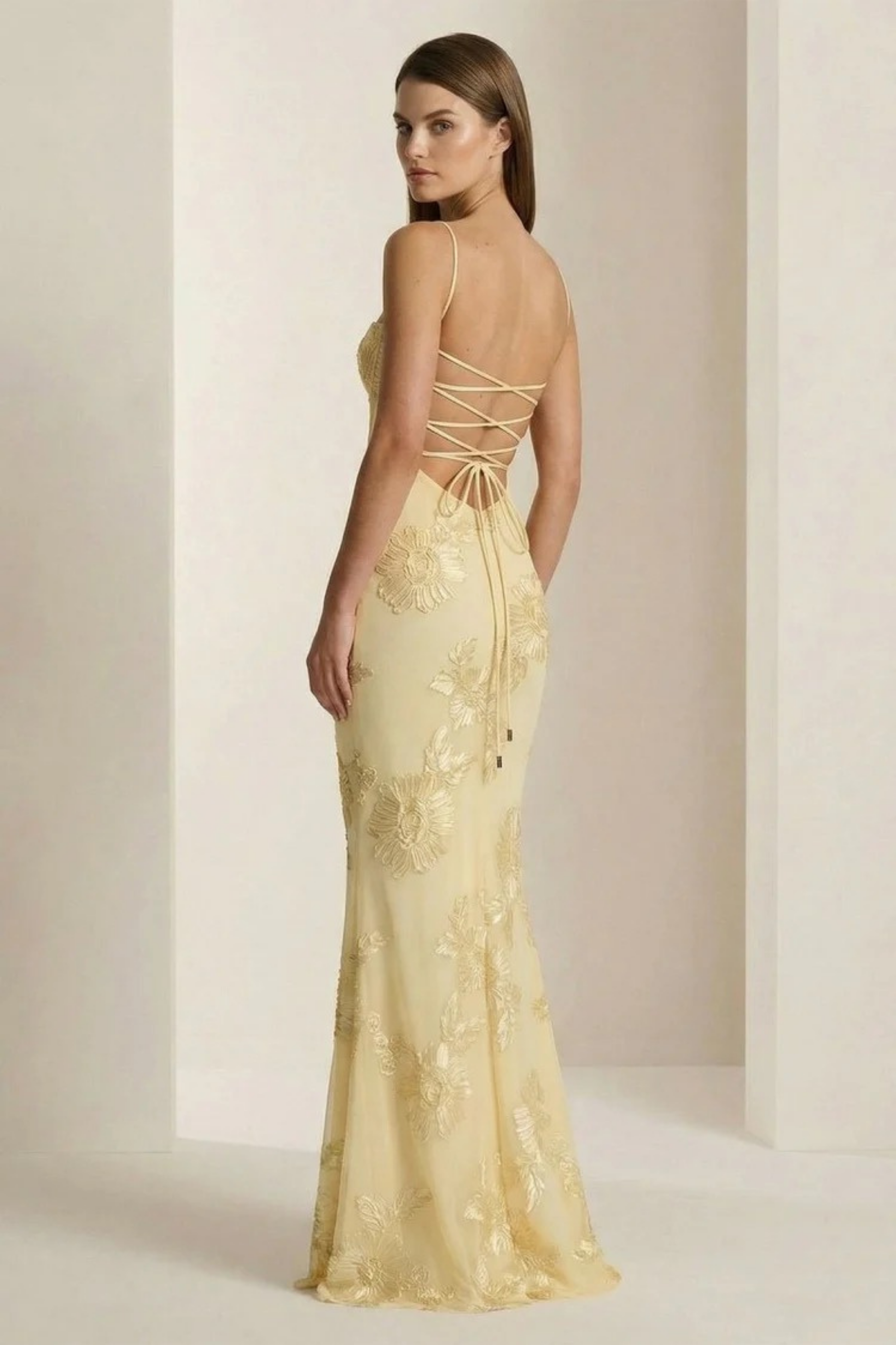 Prom Maxi Dress Lace-Up Back Elegant Style