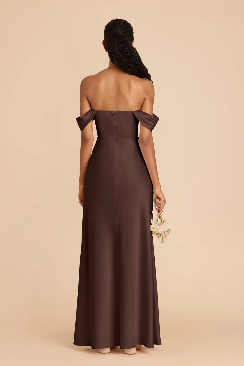 Brown Maxi Dress High Slit Elegant Style