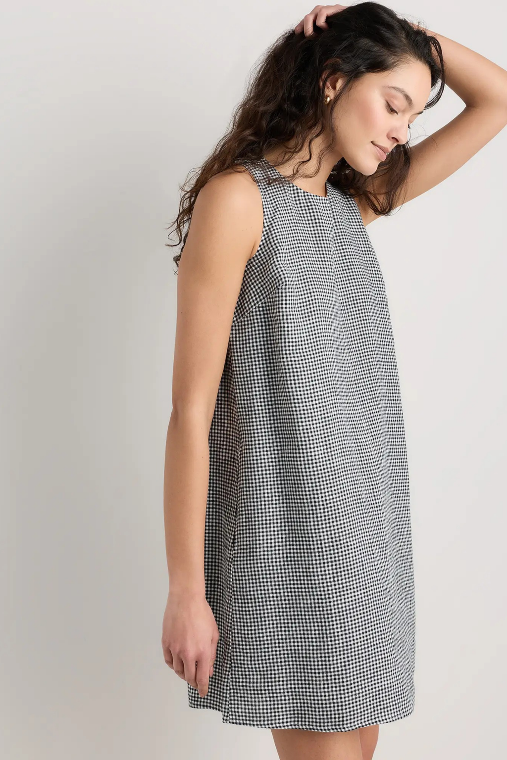 Linen Tank Mini Dress Gingham Casual Style