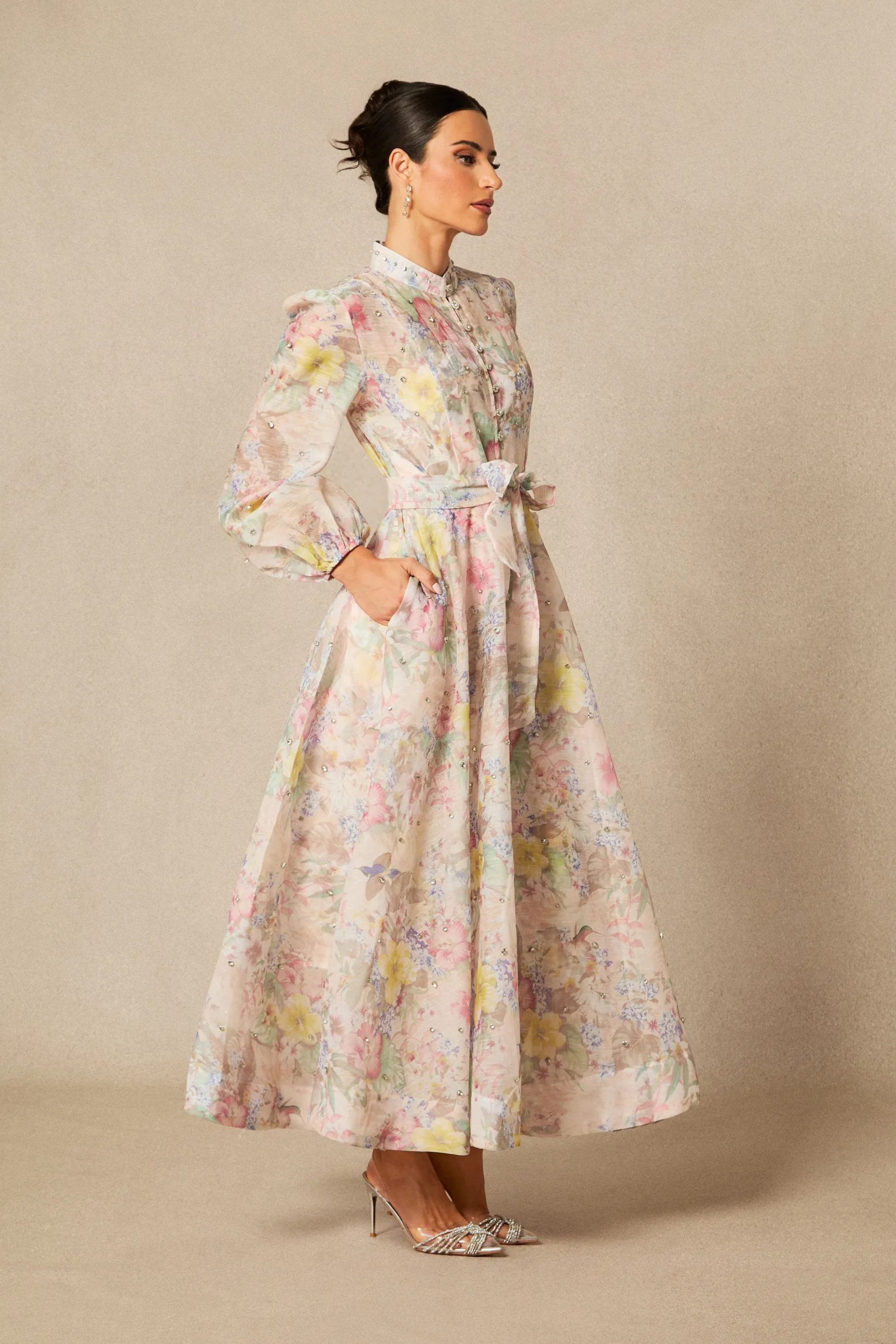 Floral Maxi Dress Long Sleeve Romantic Style
