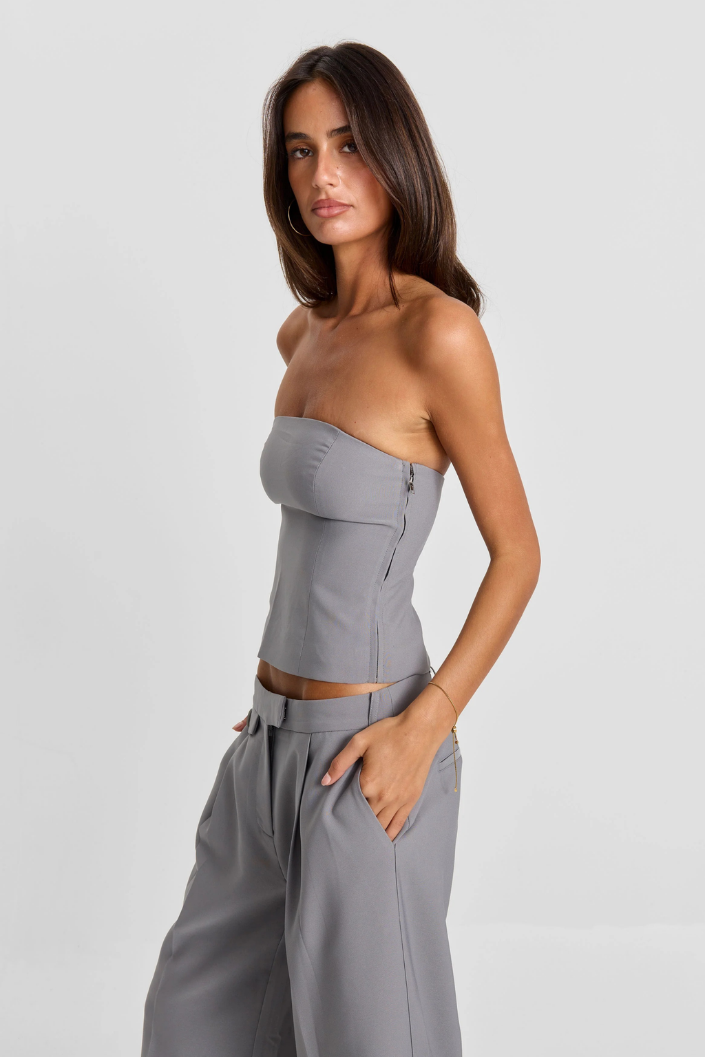 Strapless Top & Wide Leg Pants Set