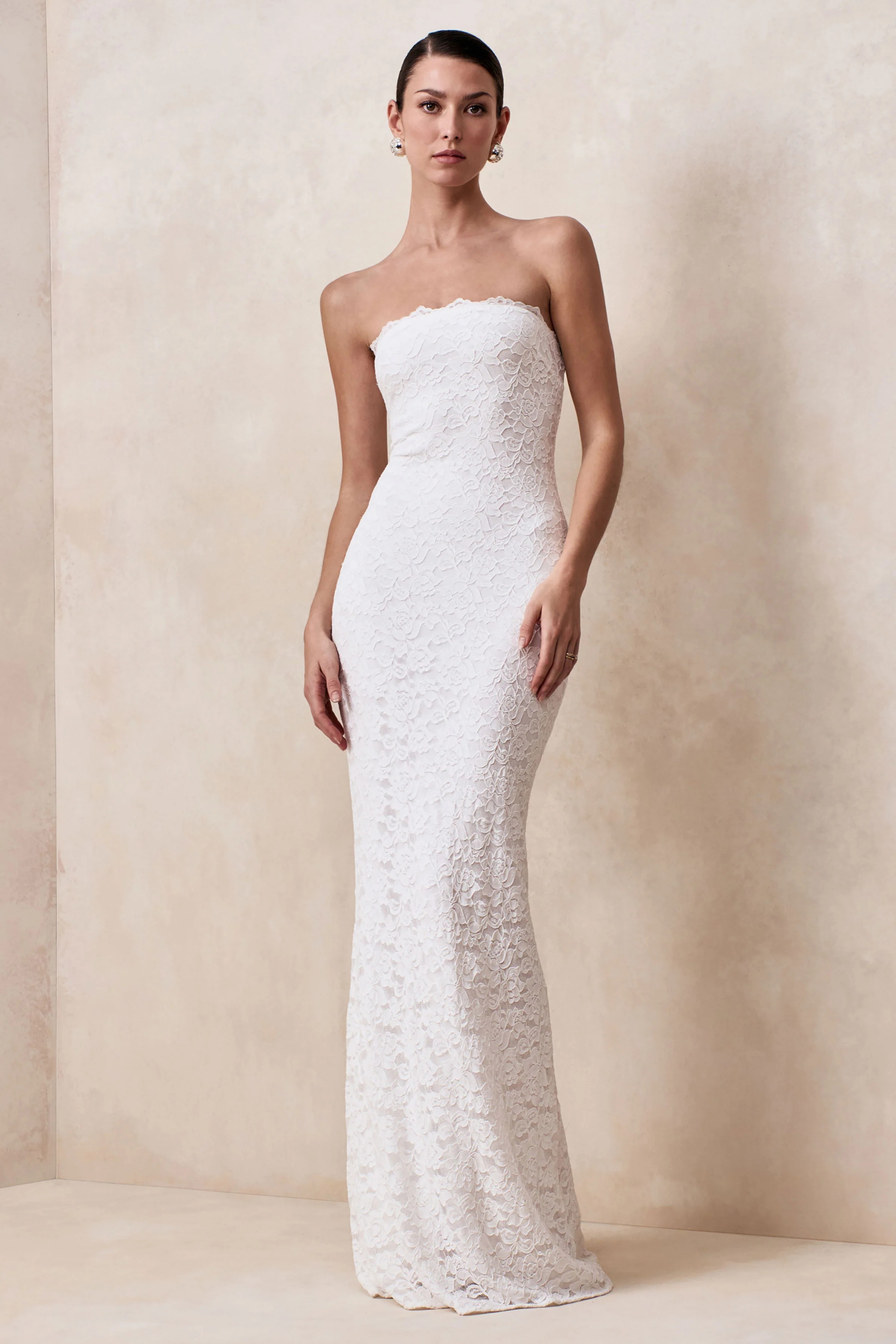 Bridesmaid Maxi Dress Lace Scarf Detail Style