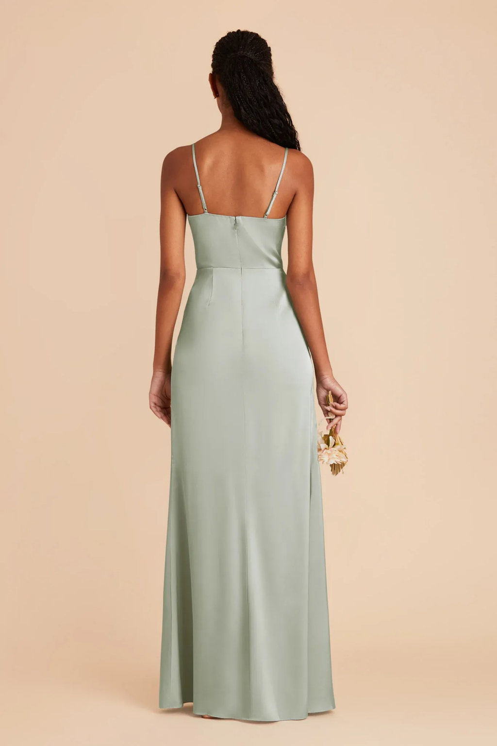 Sage Maxi Dress High Slit Elegant Style
