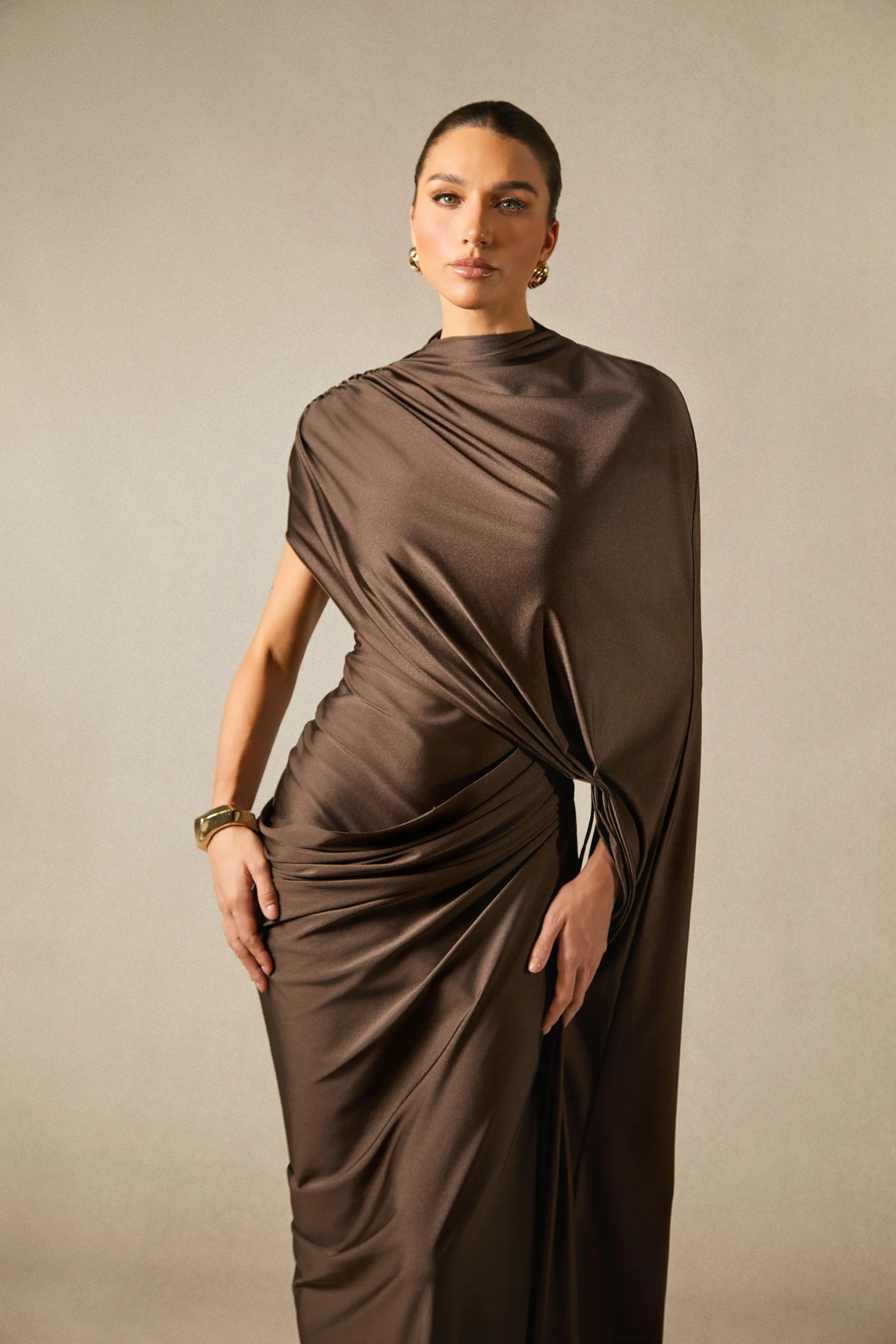 Mocha Elegance Maxi Dress
