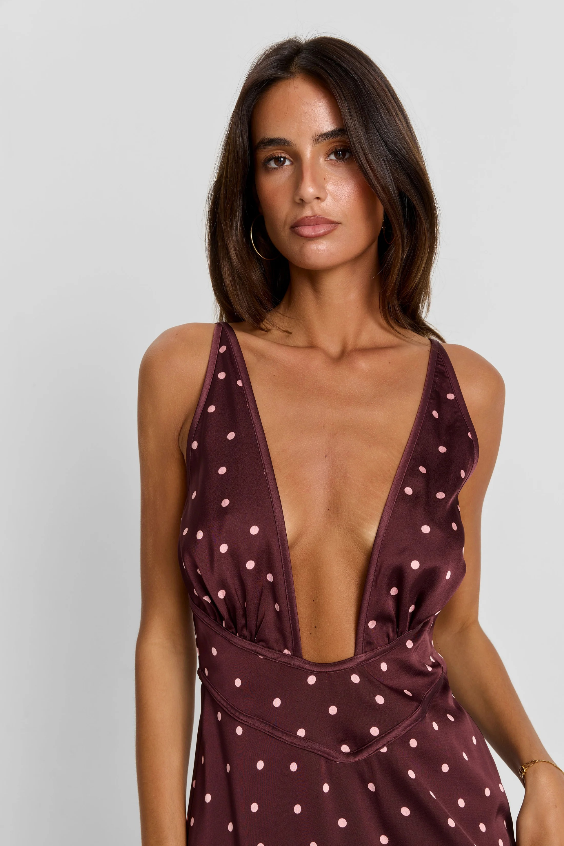 Deep V Neck Maxi Dress Flowy Silhouette Style