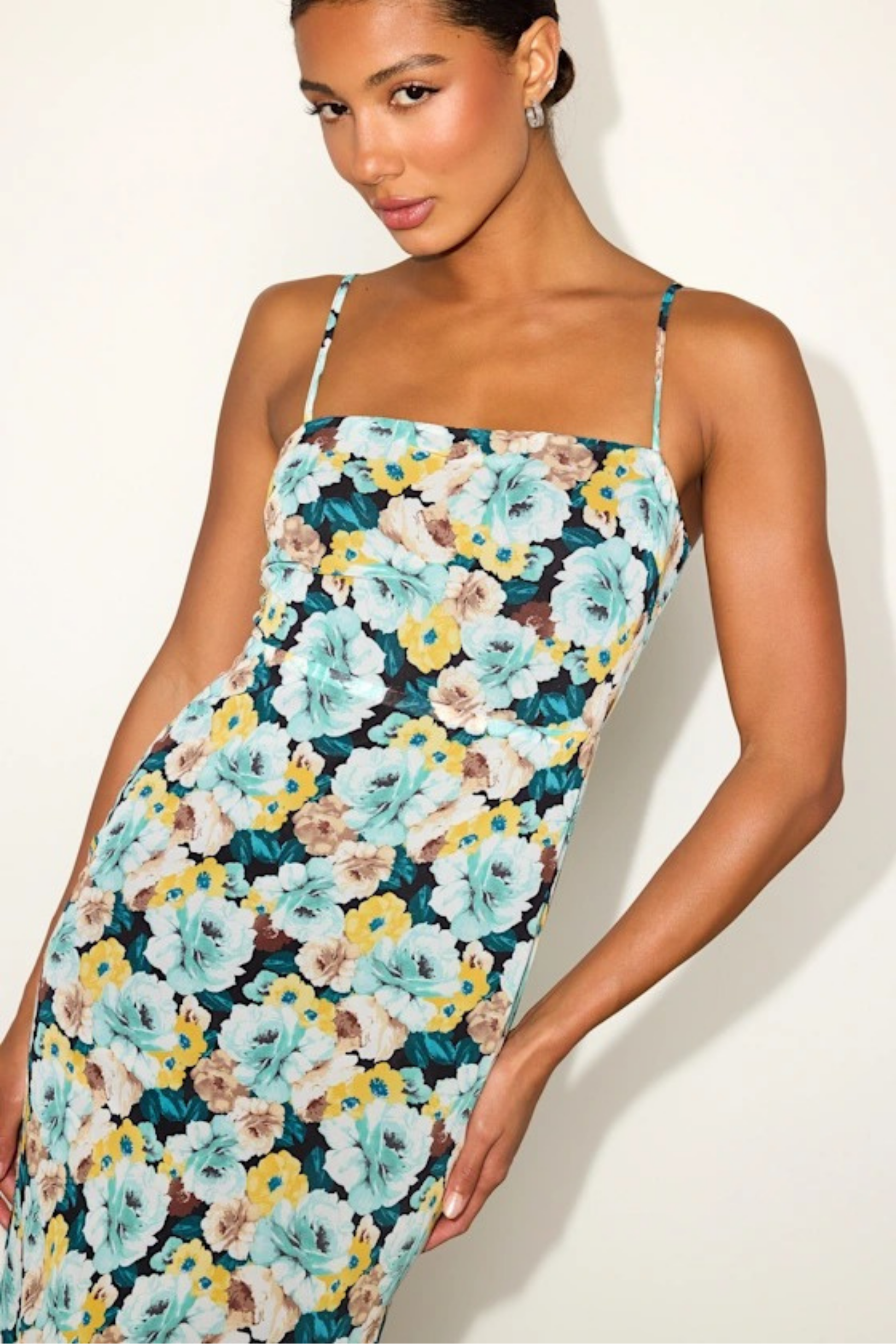Midi Cocktail Dress with Side Slit Elegant Minimalist Style