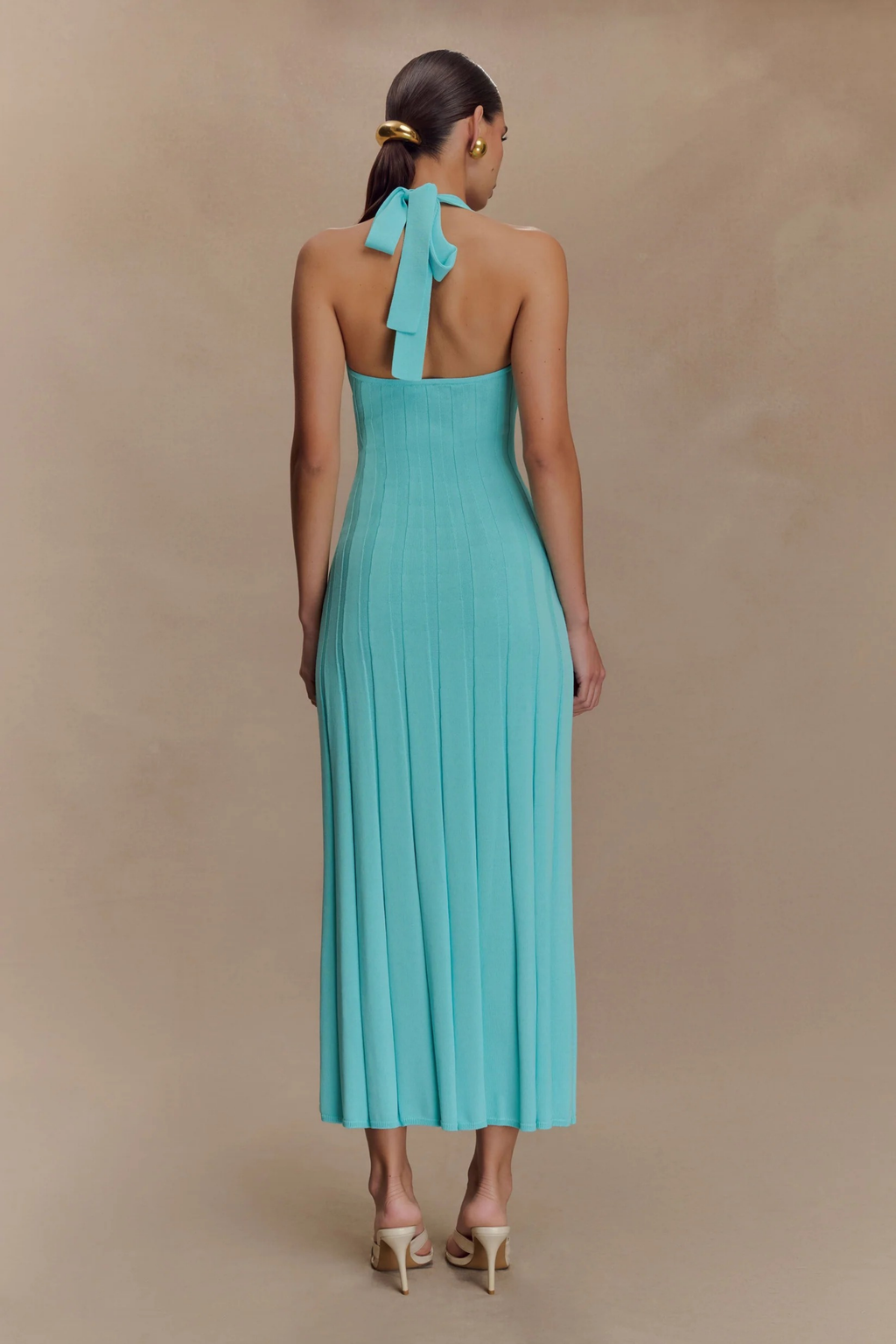 Fitted Knit Halter Midi Dress