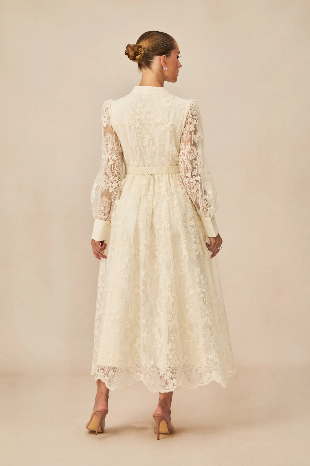 Floral Embroidered Midi Dress Romantic Style