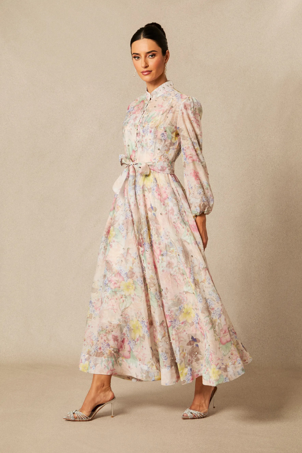 Floral Maxi Dress Long Sleeve Romantic Style
