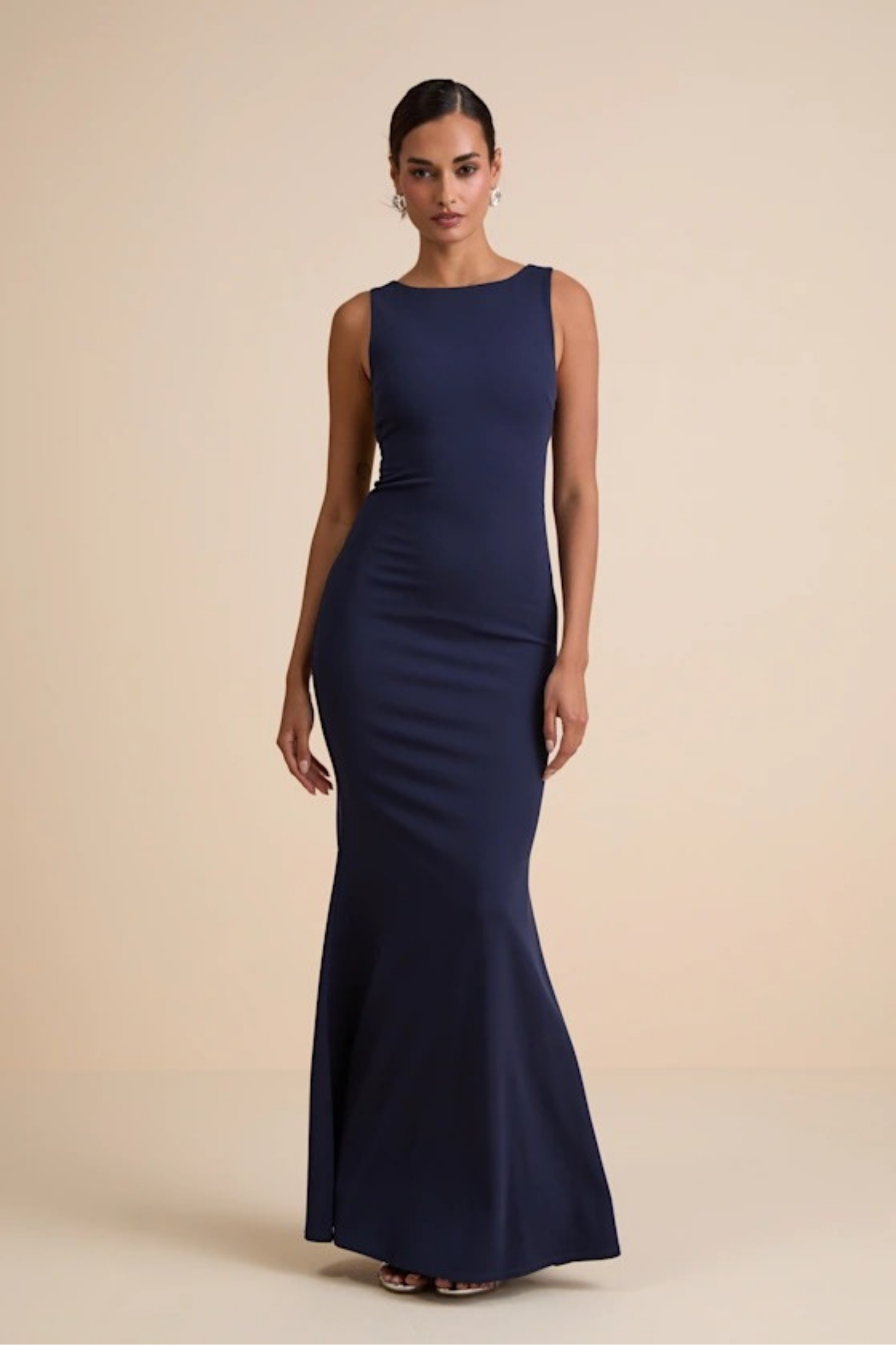Bridesmaid Maxi Dress Open Back Elegant Style