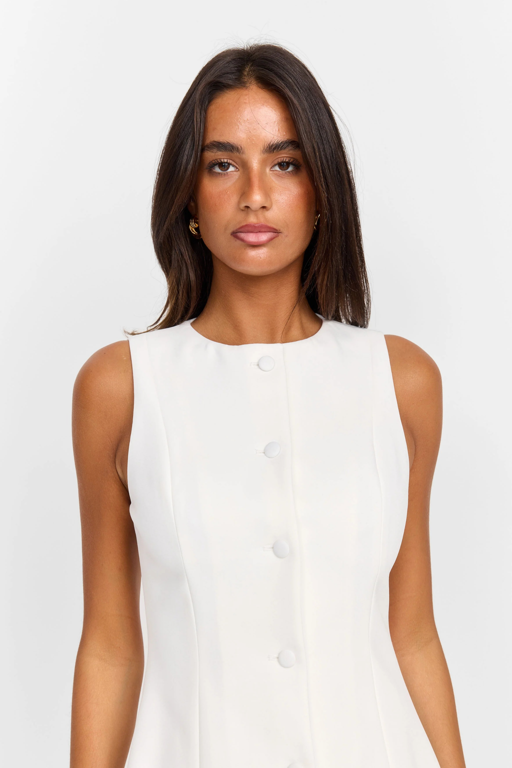 Button Front Mini Dress Minimalist Chic Style