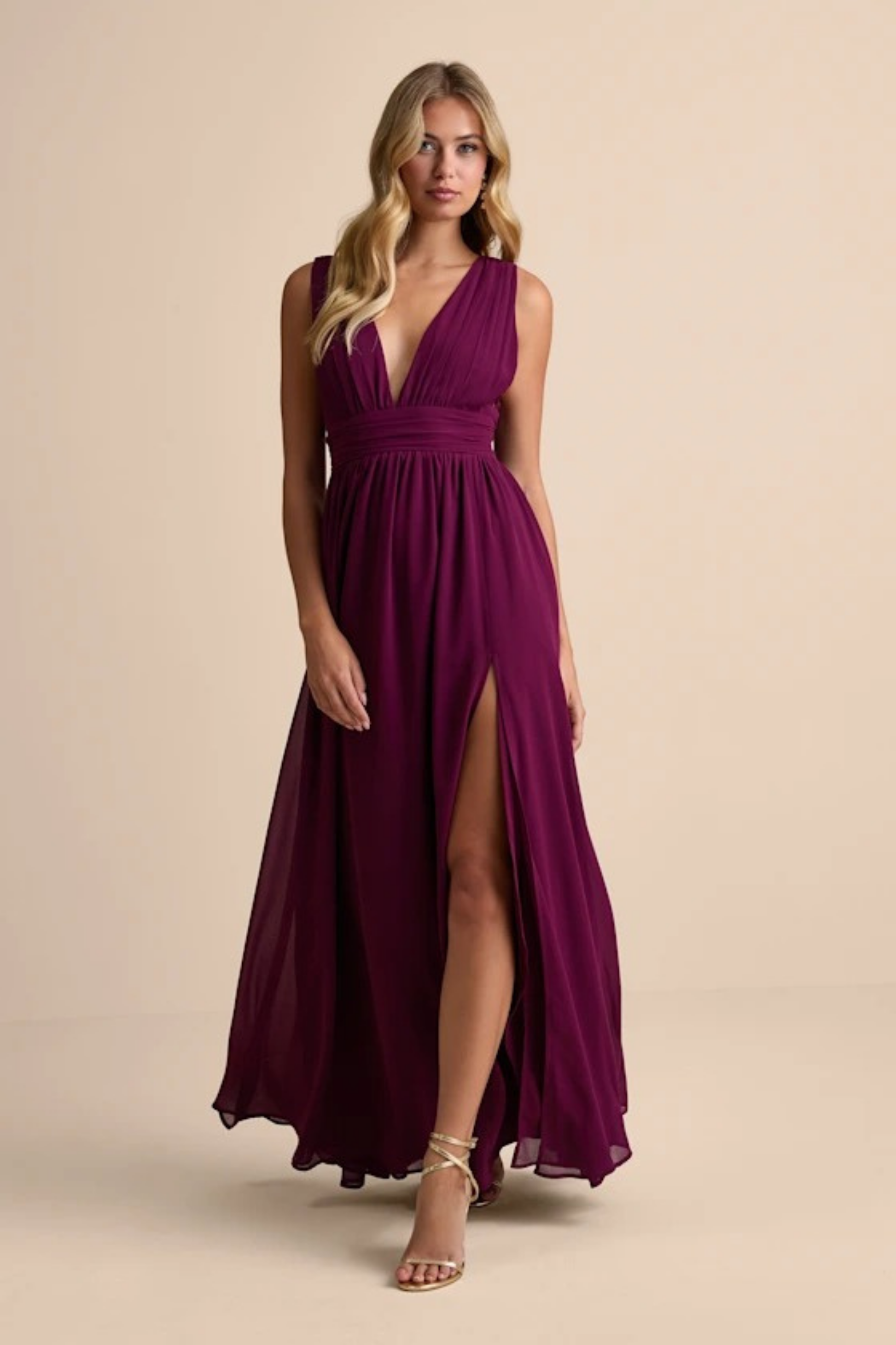 Elegant Bridesmaid Dress Flowing Chiffon Style