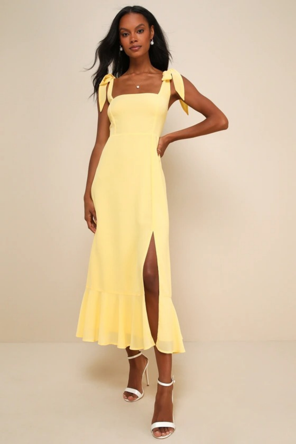 Floral Midi Dress Tie Strap Elegant Wedding Guest Style