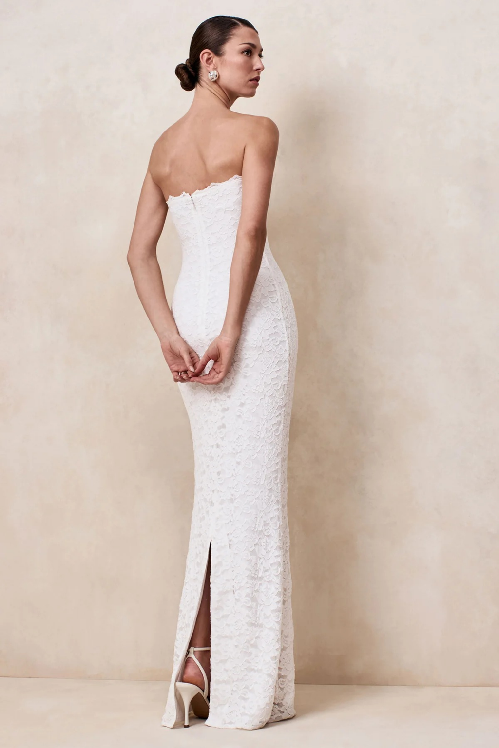 Bridesmaid Maxi Dress Lace Scarf Detail Style