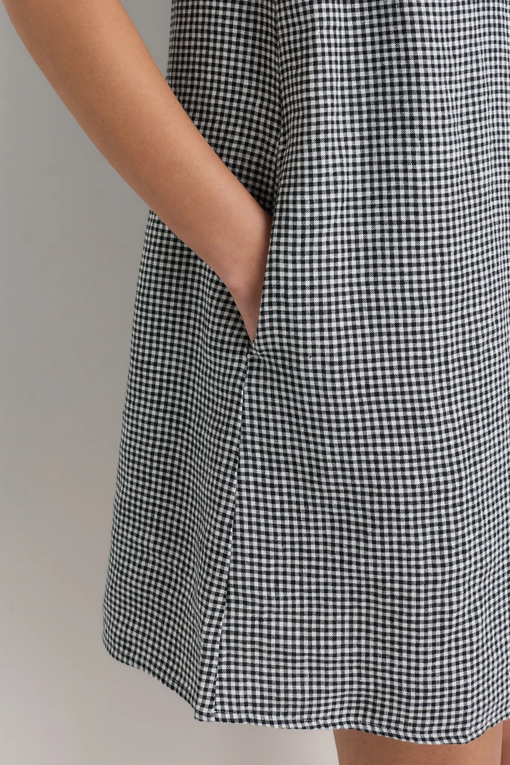 Linen Tank Mini Dress Gingham Casual Style