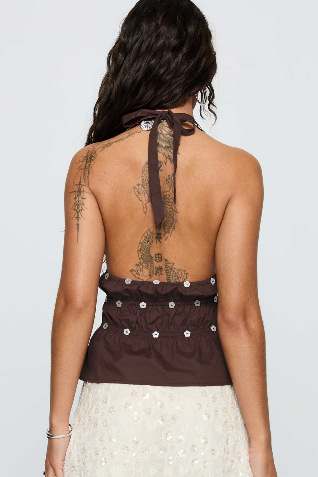 Halter Neck Crop Top Open Front Style