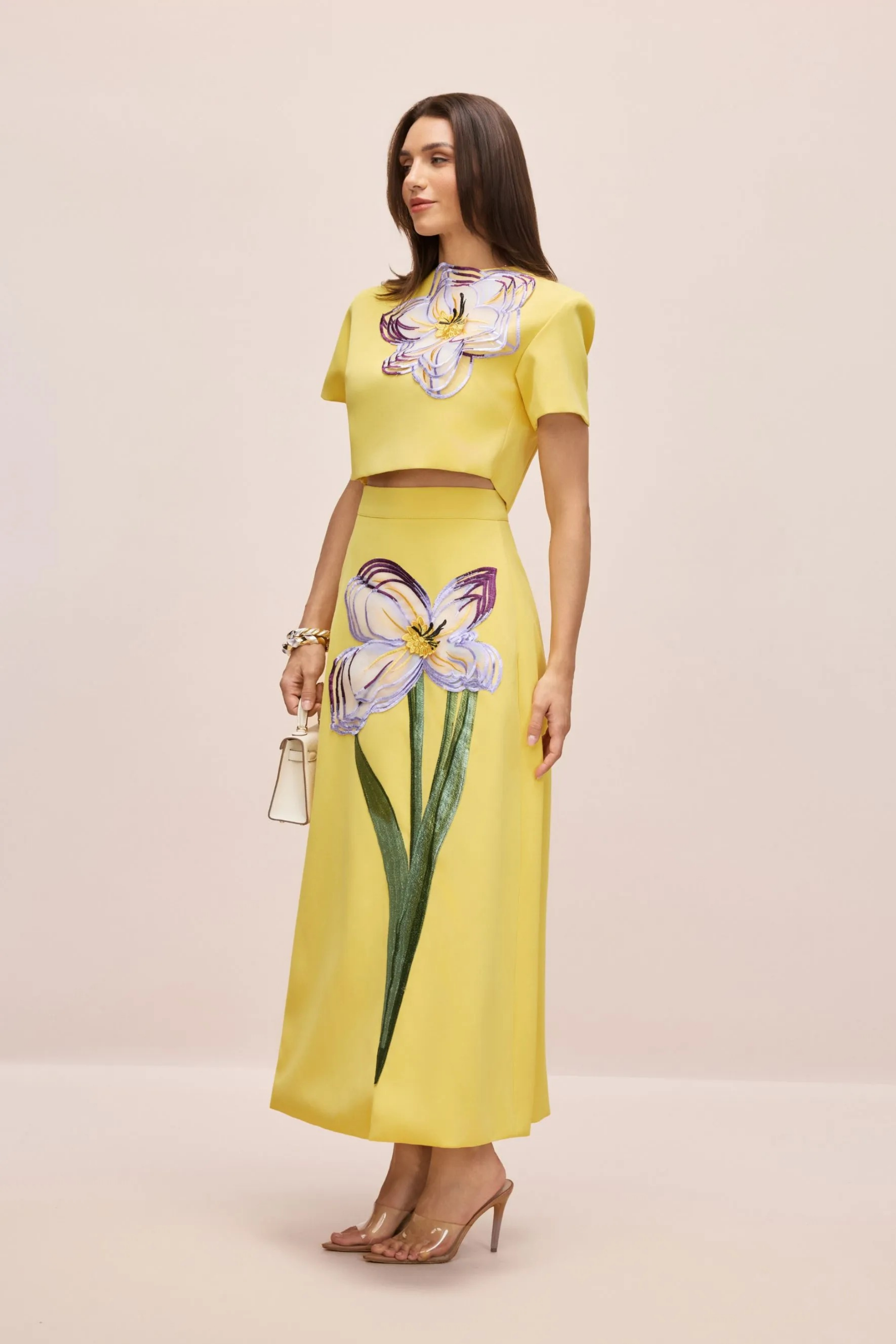 Floral Crop Top and Maxi Skirt Set Elegant Style