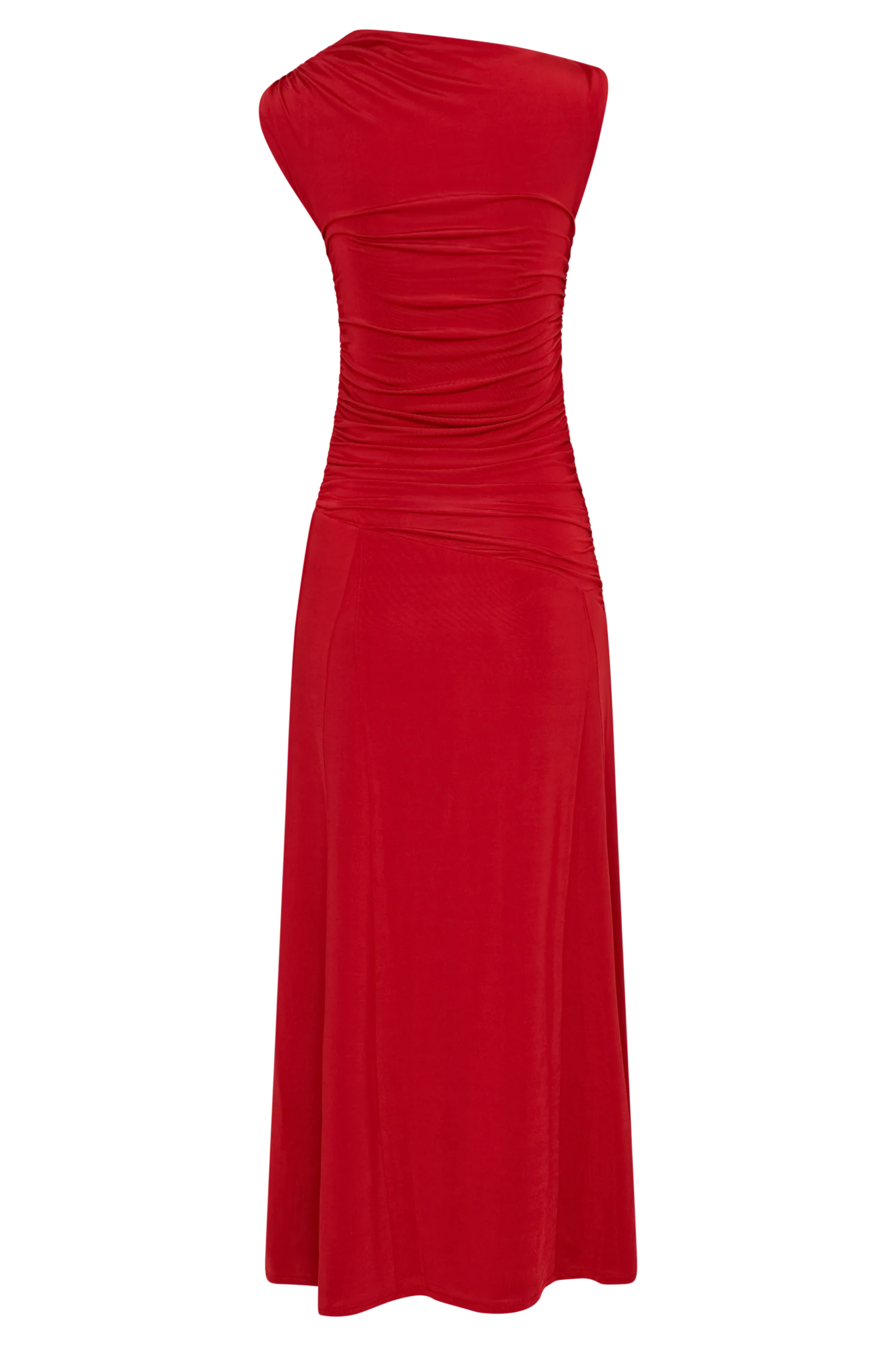 Scarlet Elegance Midi Dress