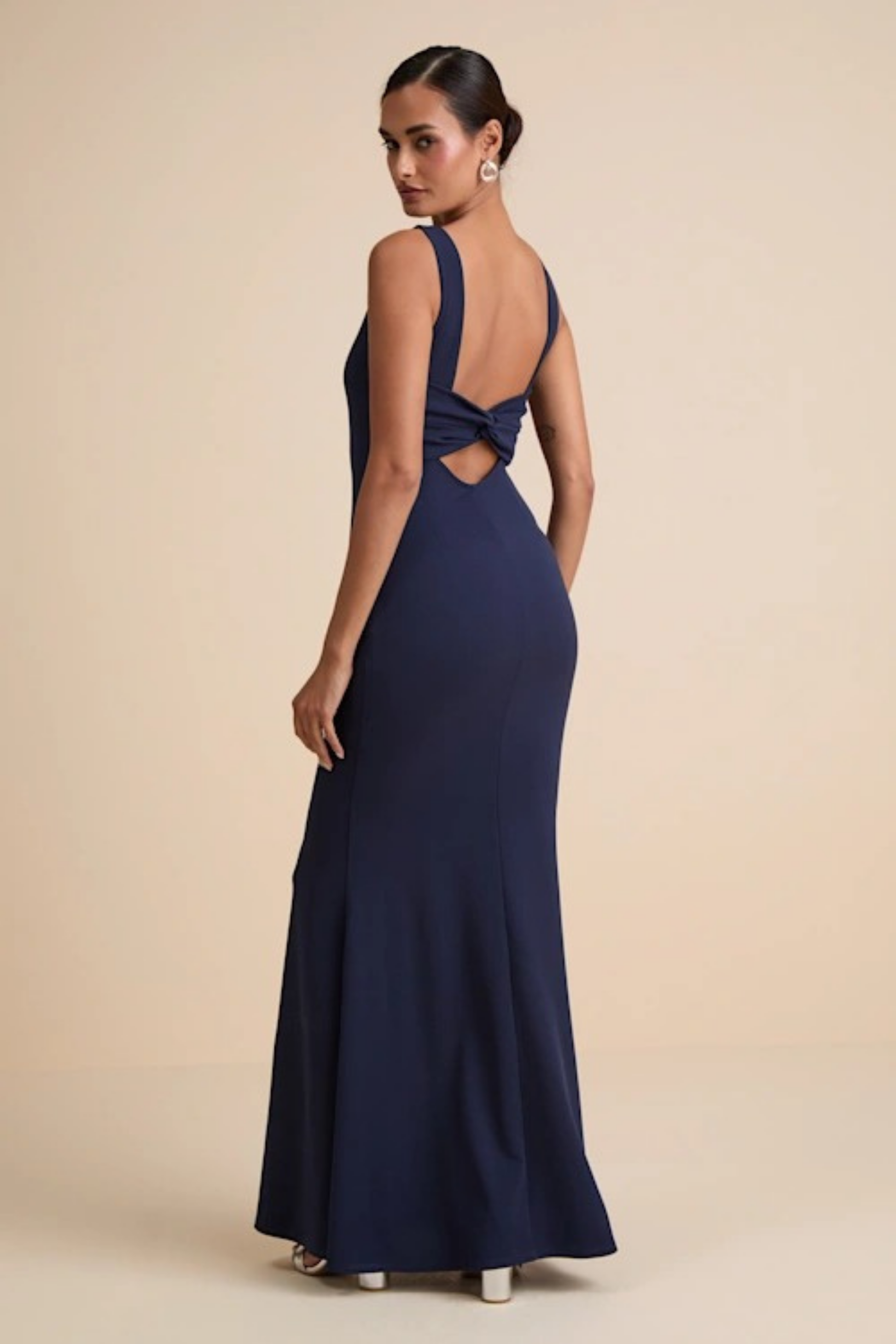 Bridesmaid Maxi Dress Open Back Elegant Style