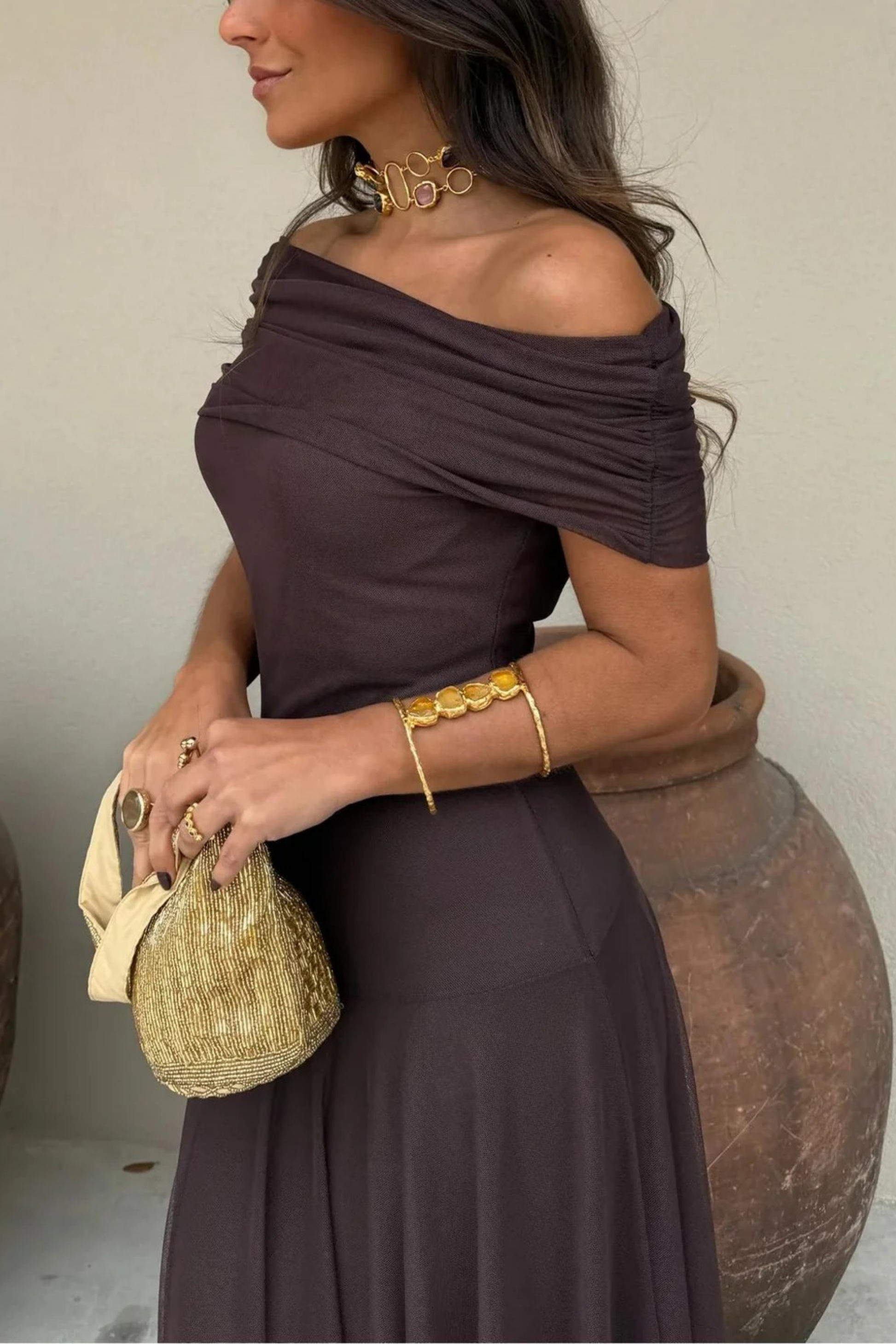 Luxe Shadow Maxi Dress