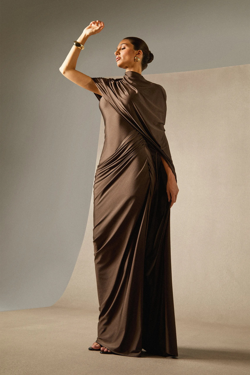 Mocha Elegance Maxi Dress