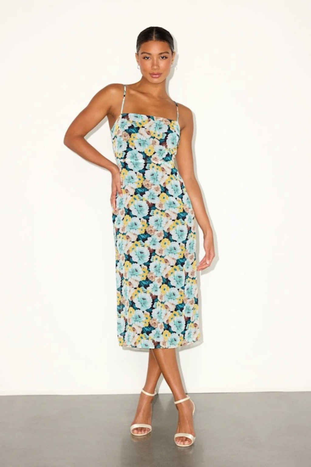 Midi Cocktail Dress with Side Slit Elegant Minimalist Style