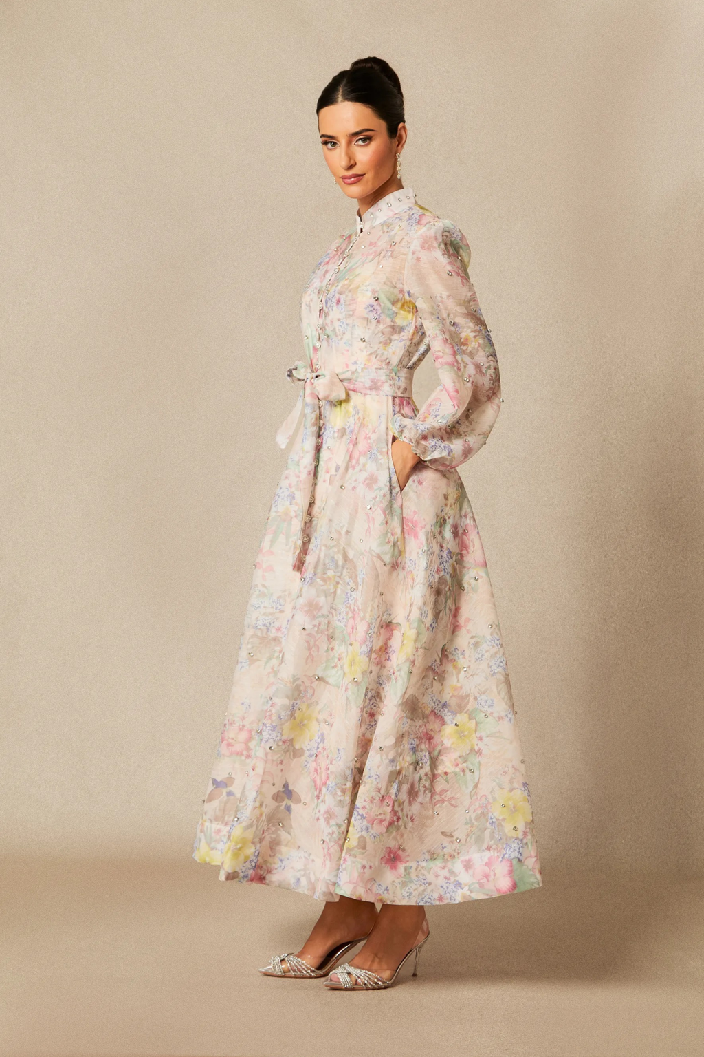 Floral Maxi Dress Long Sleeve Romantic Style
