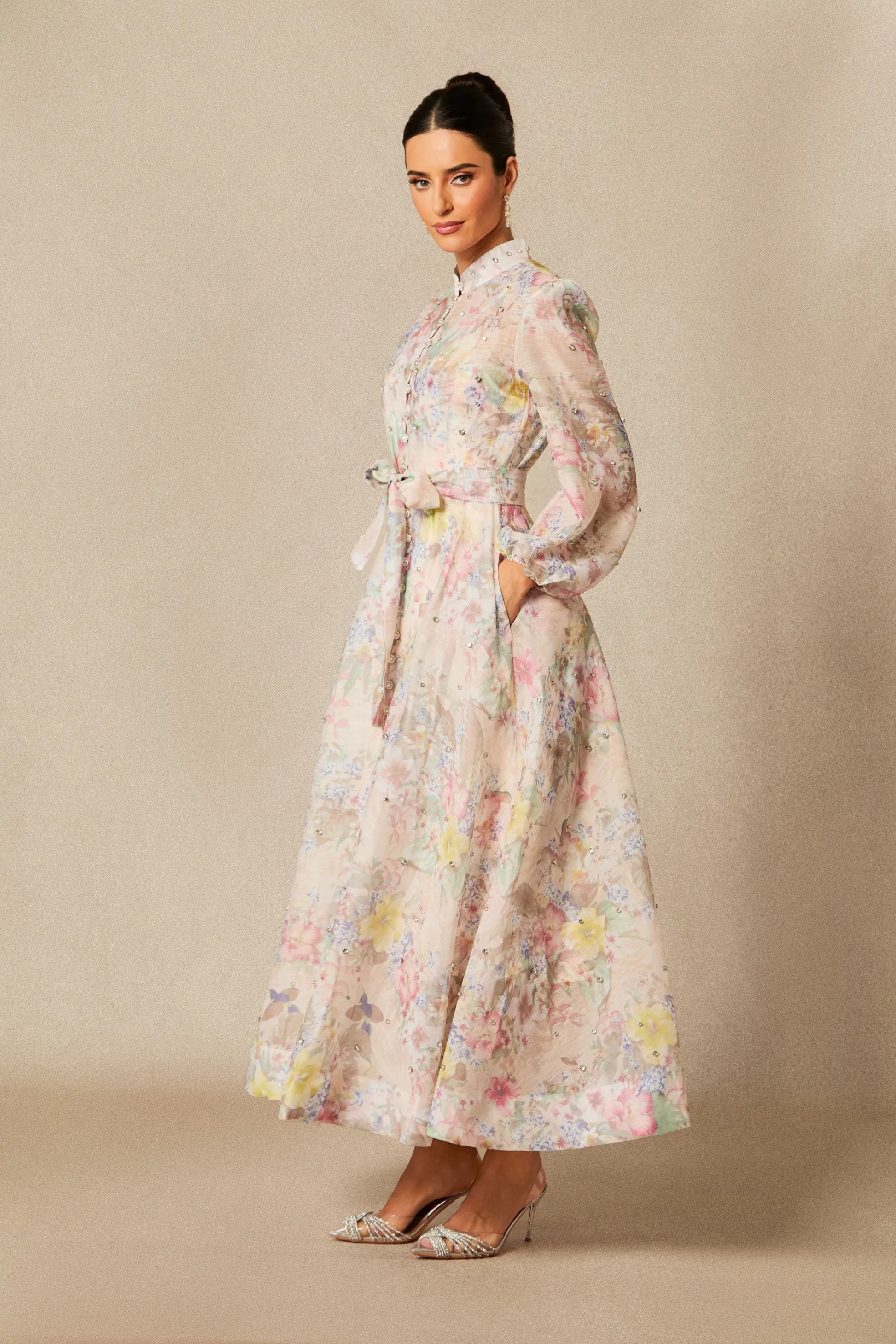 Floral Maxi Dress Long Sleeve Romantic Style