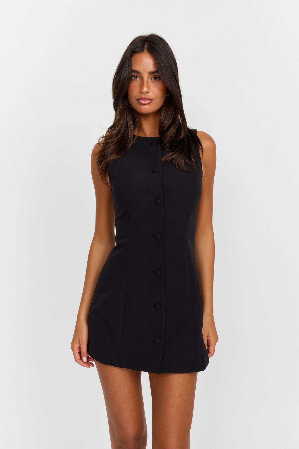 Button Front Mini Dress Minimalist Chic Style