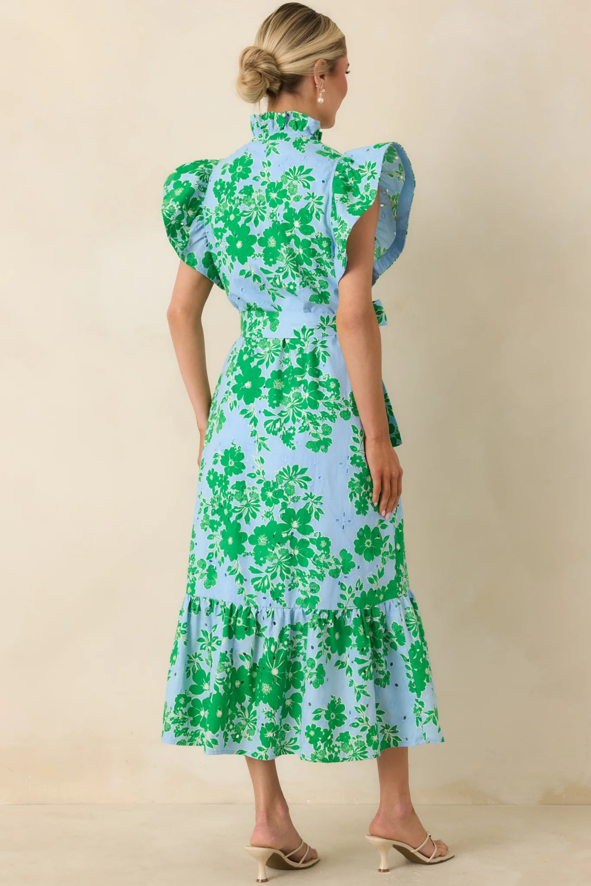 Sage Blossom Midi Dress