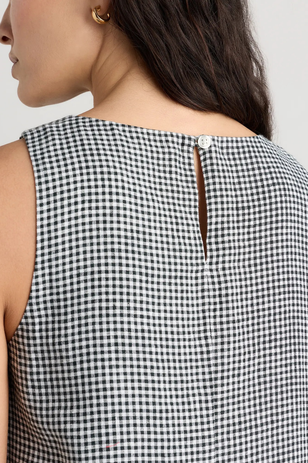 Linen Tank Mini Dress Gingham Casual Style