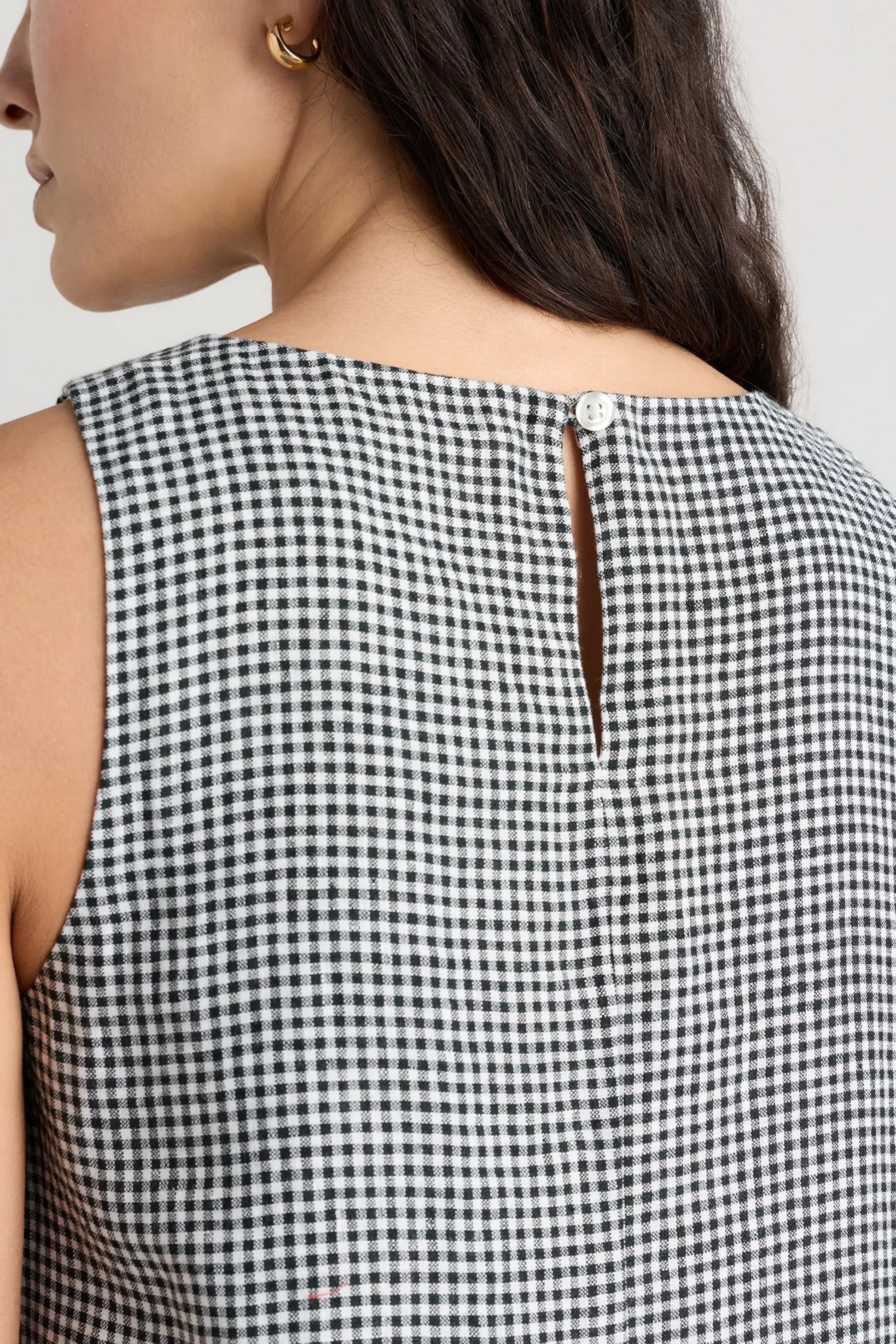 Linen Tank Mini Dress Gingham Casual Style