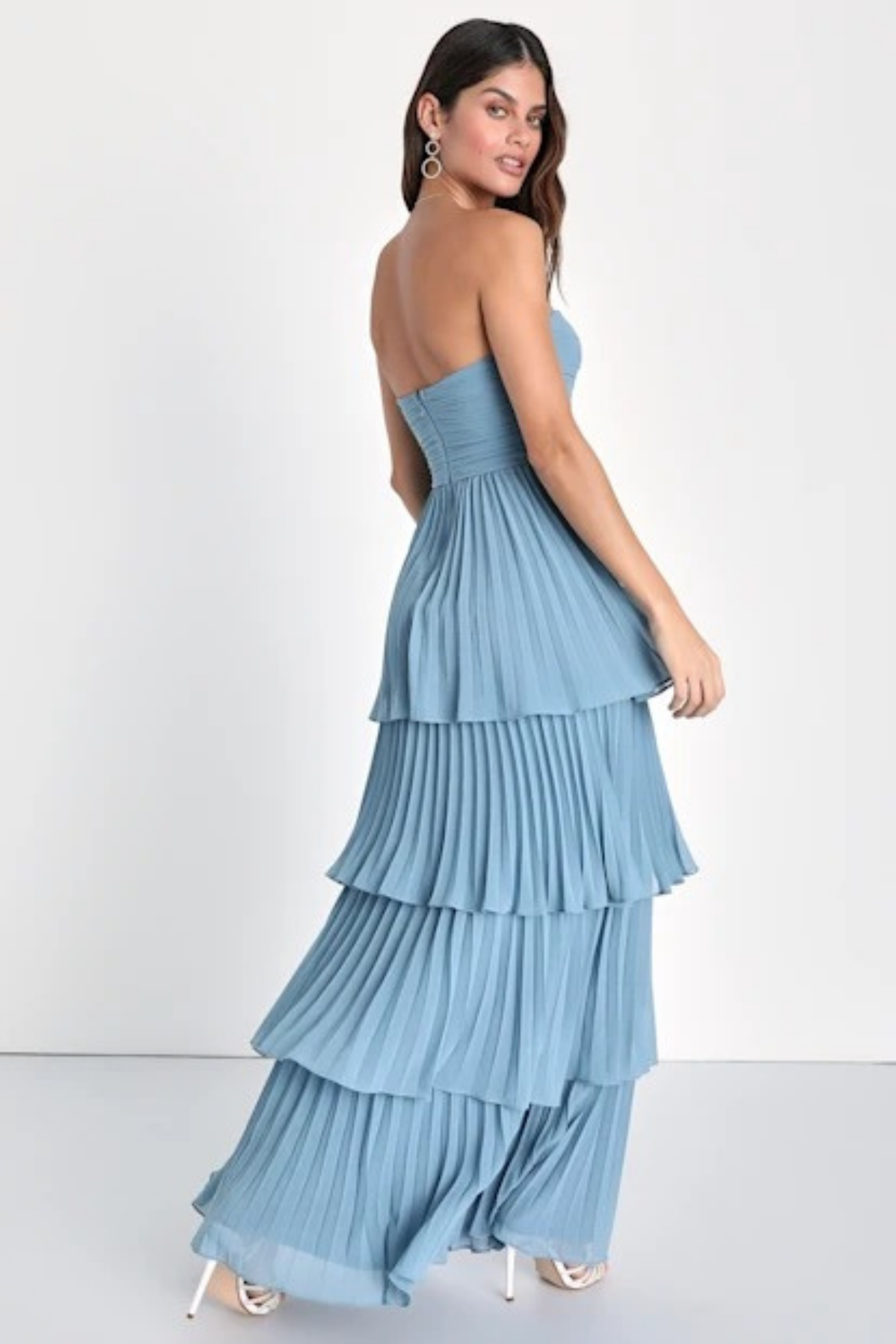 Bridesmaid Maxi Dress Strapless Tiered Style
