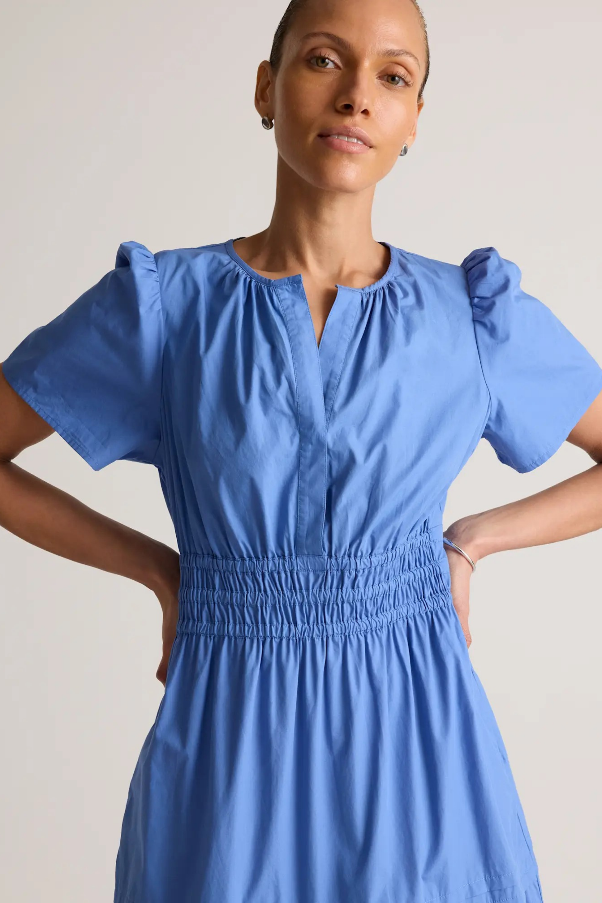 Poplin Maxi Dress Smocked Waist Tiered Style