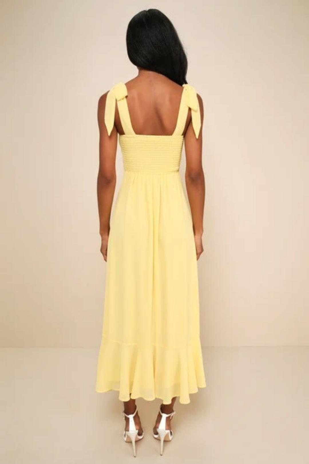 Floral Midi Dress Tie Strap Elegant Wedding Guest Style