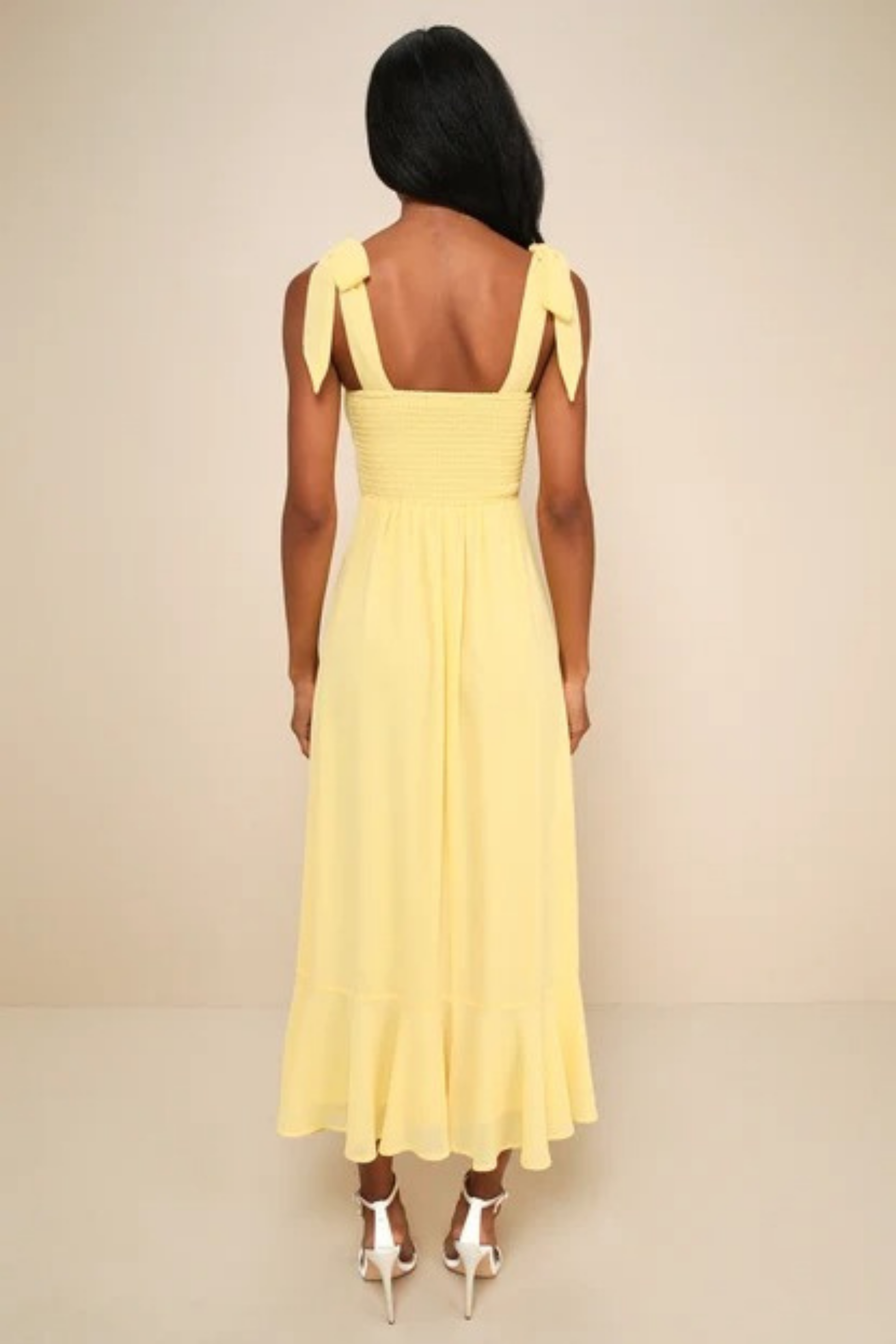 Floral Midi Dress Tie Strap Elegant Wedding Guest Style